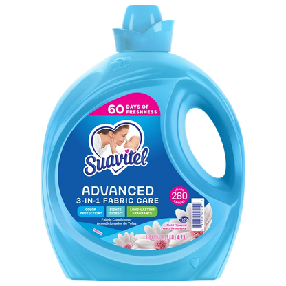 Suavitel Advanced Liquid Fabric Conditioner, Field Flowers, 280 Loads, 160 fl oz