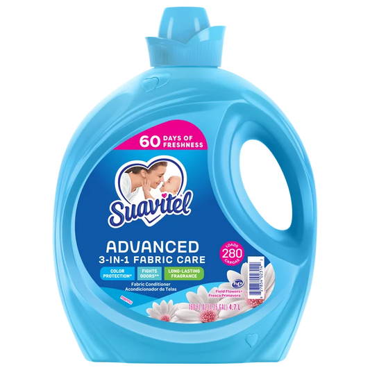 Suavitel Advanced Liquid Fabric Conditioner, Field Flowers, 280 Loads, 160 fl oz
