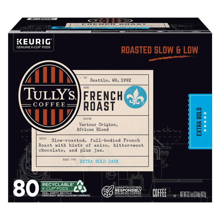 Tully's Coffee French Roast K-Cup Pods, 80-count