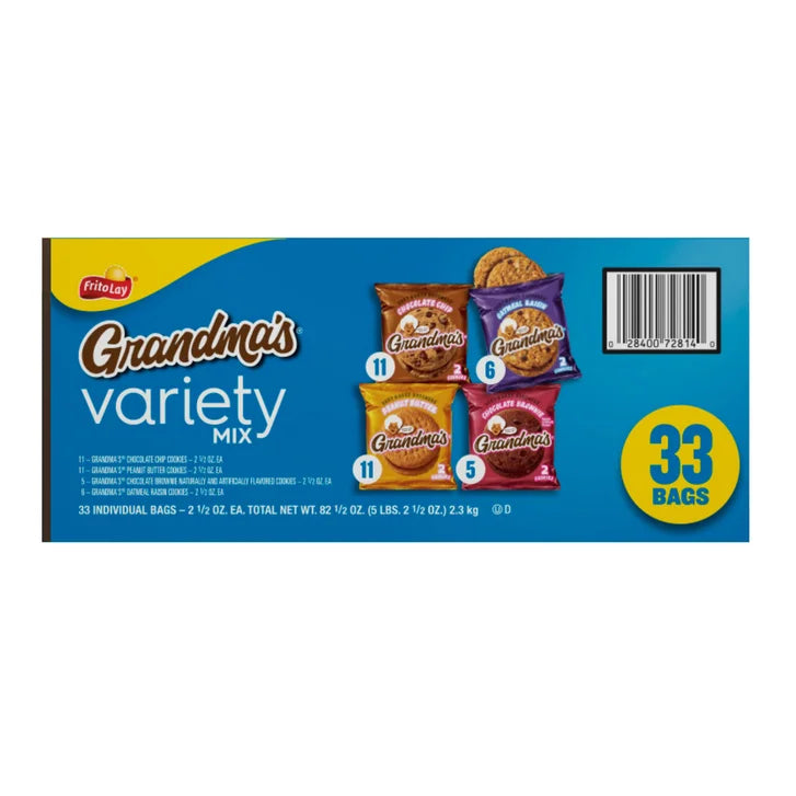 Grandma's Cookies, Variety Pack, 2.5 oz, 33-count