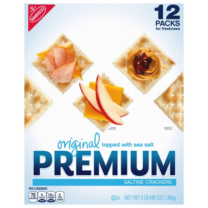 Premium Saltine Crackers, Original, 48 oz, 12-count