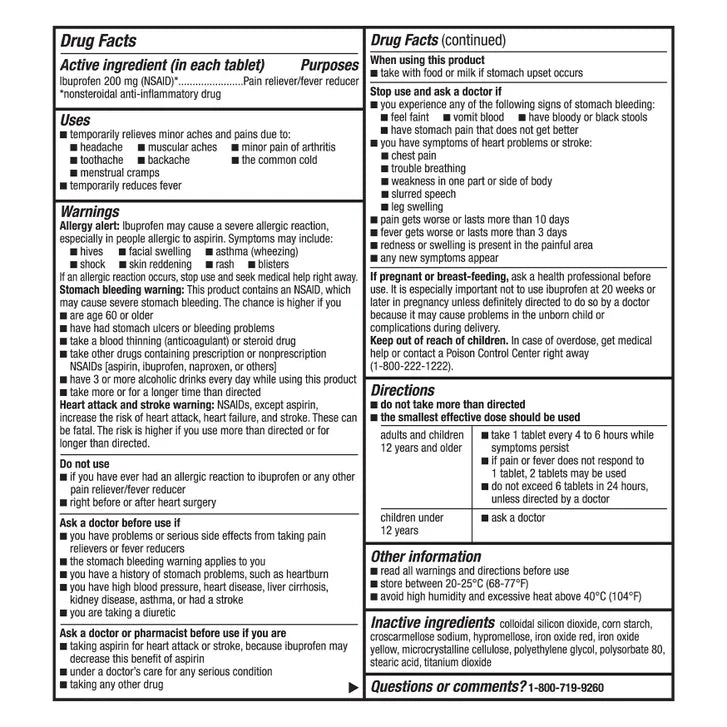 Kirkland Signature Ibuprofen 200 mg., 1,000 Tablets