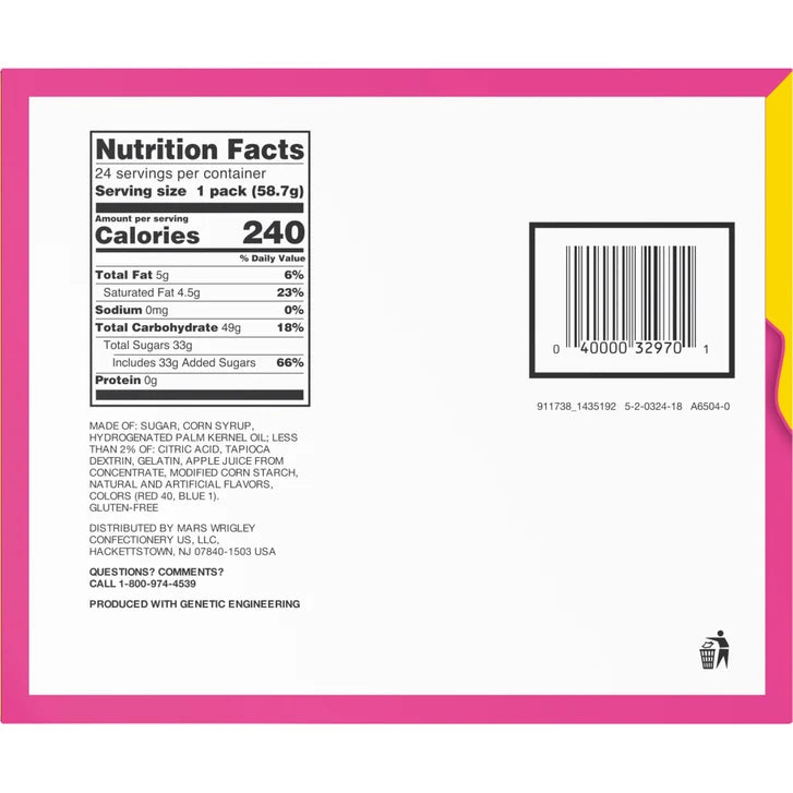 Starburst FaveREDs Chewy Candy, Full Size, 2.07 oz, 24-count