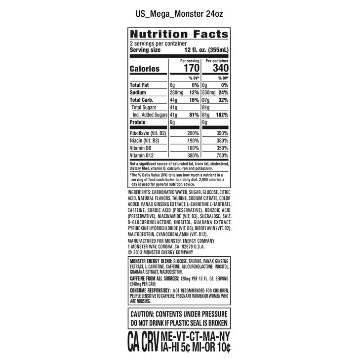 Monster Energy Drink, 24 fl oz, 12-count