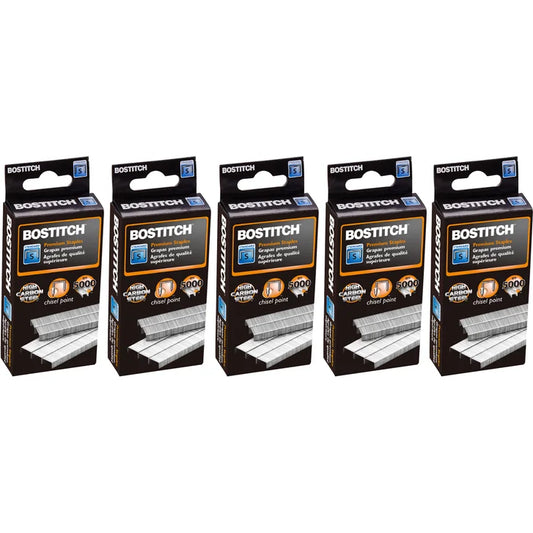 Bostitch 1/4" Premium Staples, Standard Chisel Point, 5,000 Staples, 5-count