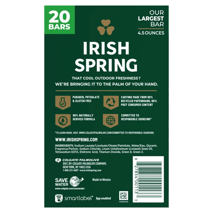 Irish Spring Bar Soap, 4.5 oz, 20-count