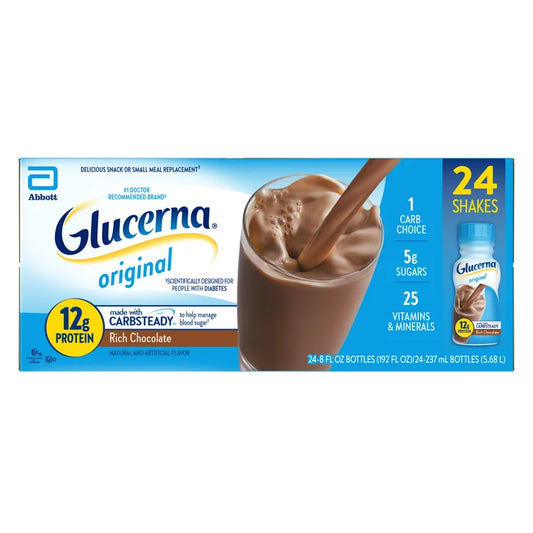 Glucerna Original Diabetic Nutrition Shake, Chocolate, 8 fl oz, 24-pack