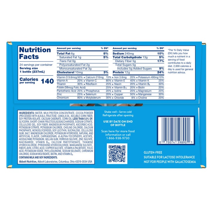 Glucerna Original Diabetic Nutrition Shake, Chocolate, 8 fl oz, 24-pack