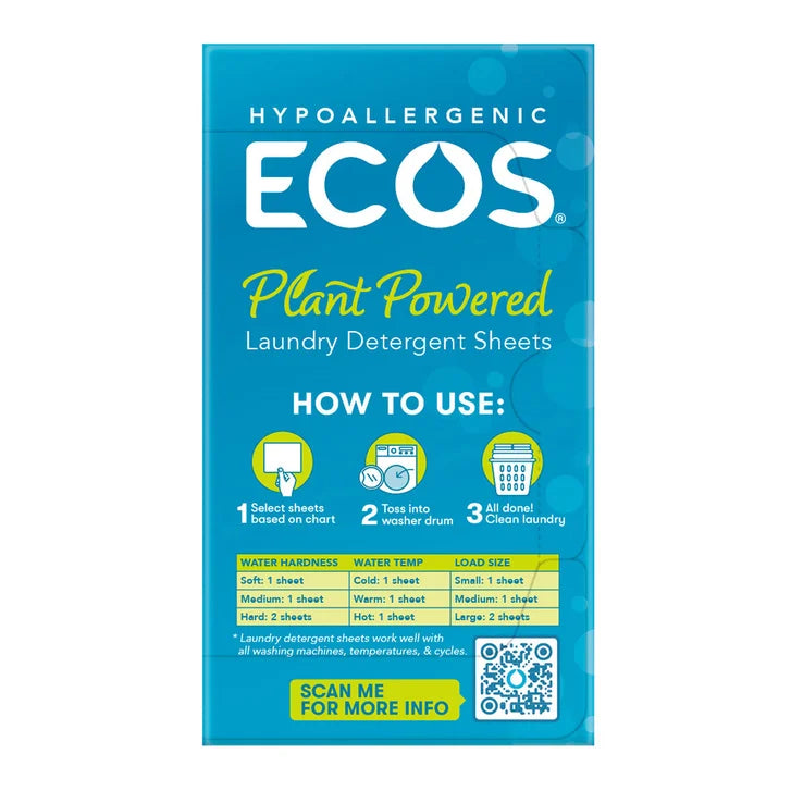 ECOS Laundry Detergent Sheets Free & Clear, 200 Loads, 200 Sheets