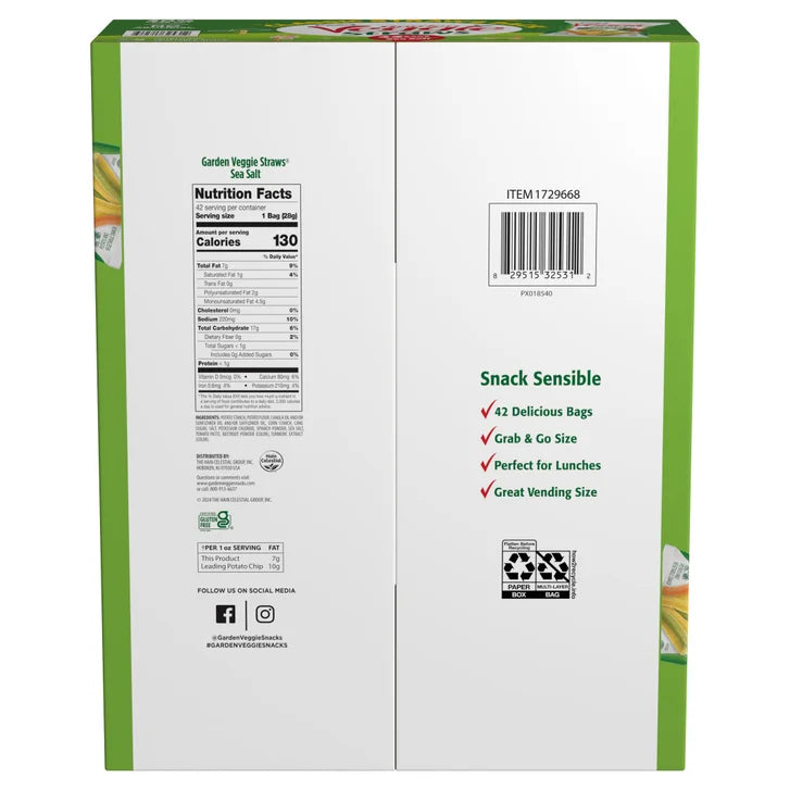 Garden Veggie Straws, Sea Salt, 1 oz, 42-Count