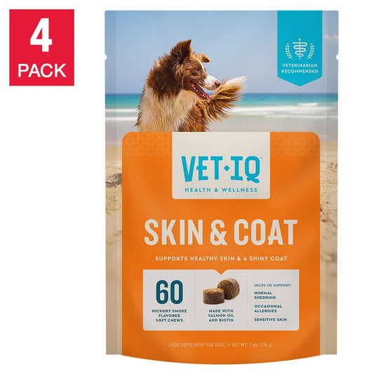 VETIQ Skin and Coat Hickory Smoke Flavored Soft Chews for Dogs, 240-count