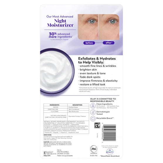 Olay Pro Advanced Retinol Complex Night Moisturizer, 1.7 oz, 2-pack