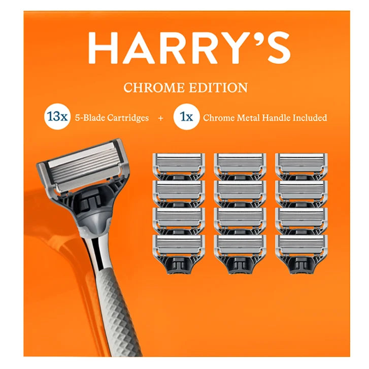 Harry's Chrome Edition Razor Set 13 Cartridges + 1 Handle
