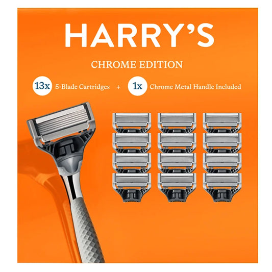 Harry's Chrome Edition Razor Set 13 Cartridges + 1 Handle