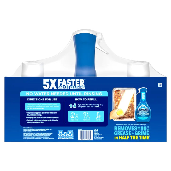 Dawn Platinum Plus Powerwash Dish Soap Spray, Fresh Clean, 1 Starter Kit + 2 Refills