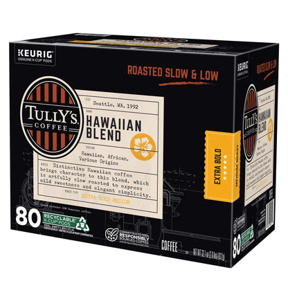 Tully's Coffee Hawaiian Blend K-Cups Pods, 80-count