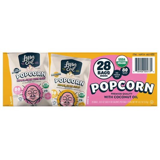 Lesser Evil Organic Popcorn Variety Vend Pack, .65 oz, 28-count