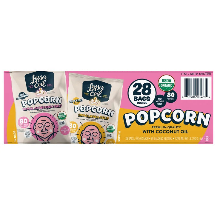 Lesser Evil Organic Popcorn Variety Vend Pack, .65 oz, 28-count