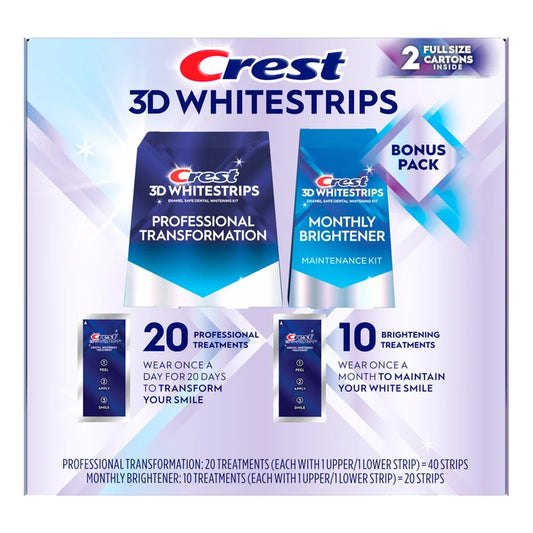 Crest 3D Whitestrips 20 Professional Treatments with 10 Bonus Brightening Treatments