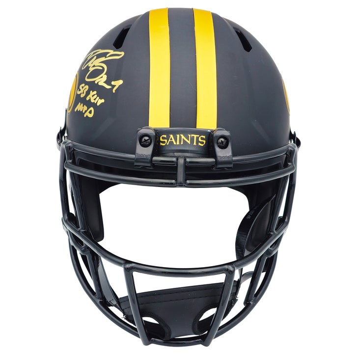 Drew Brees Autographed New Orleans Saints Black Eclipse Full Size Speed Replica Helmet "SB XLIV MVP"