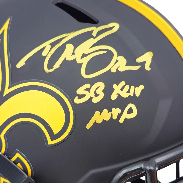 Drew Brees Autographed New Orleans Saints Black Eclipse Full Size Speed Replica Helmet "SB XLIV MVP"