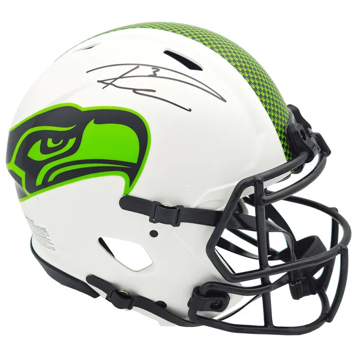 Russell Wilson Autographed Seattle Seahawks White Lunar Eclipse Full Size Authentic Speed Helmet - Beckett Authenticated