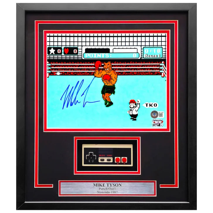 Mike Tyson Autographed Framed 11” x 14” Nintendo Punch-Out!! Photo with NES Controller - Beckett Authenticated
