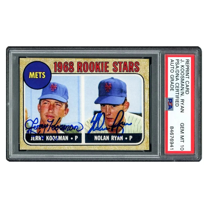 Nolan Ryan & Jerry Koosman Autographed 1968 Topps Rookie Reprint Card #177 New York Mets - PSA/DNA Authenticated