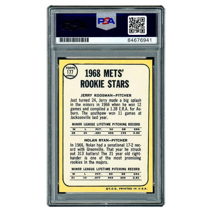 Nolan Ryan & Jerry Koosman Autographed 1968 Topps Rookie Reprint Card #177 New York Mets - PSA/DNA Authenticated