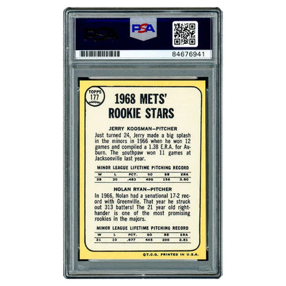 Nolan Ryan & Jerry Koosman Autographed 1968 Topps Rookie Reprint Card #177 New York Mets - PSA/DNA Authenticated