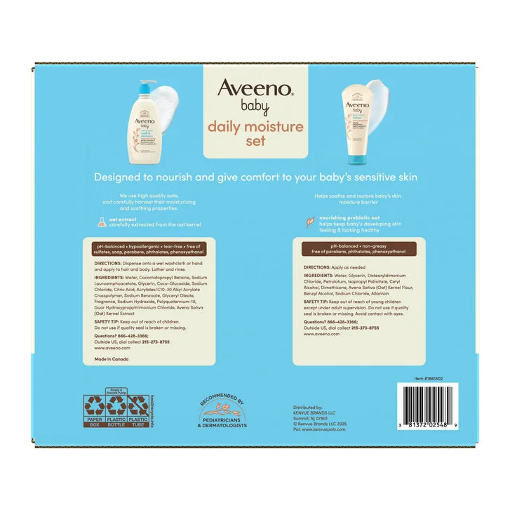 Aveeno Baby Moisture Set, 2 Wash & Shampoo + Lotion, 44 fl oz