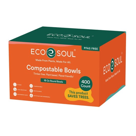 EcoSoul Compostable 16 oz Bowls, 400-count