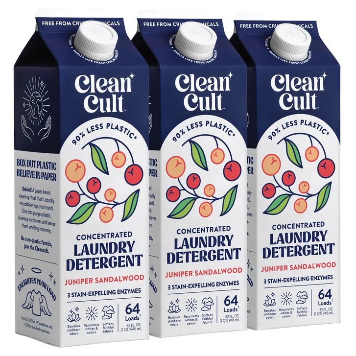 Cleancult Liquid Laundry Detergent, Juniper Sandalwood, 192 Loads, 96 fl oz