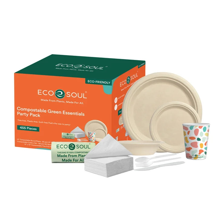 EcoSoul Compostable Green Essentials Party Pack, 455-count