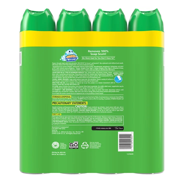 Scrubbing Bubbles Bathroom Disinfectant, Citrus, 25 fl oz, 4-count