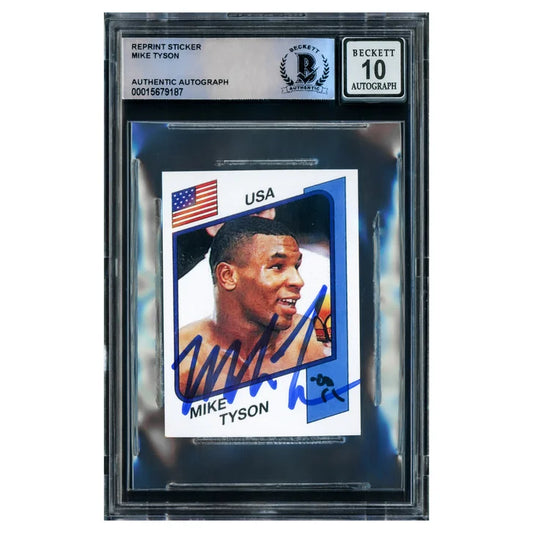 Mike Tyson Autographed 1986 Panini Supersport Reprint Rookie Retro Card #153 - Beckett Authenticated