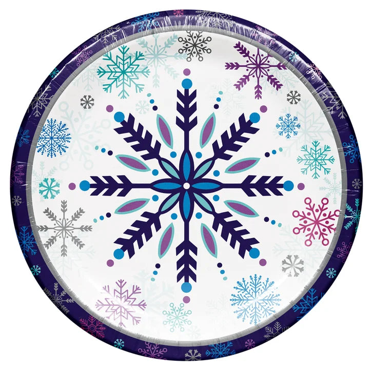 Artstyle Paper Plate & Napkin Bundle, Freezing Snowflakes, 200-count