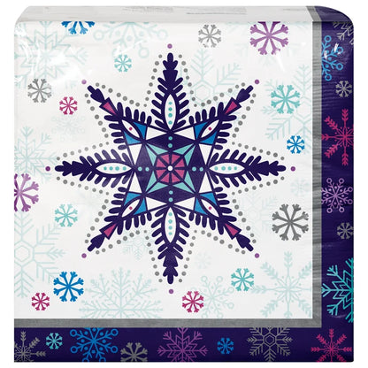 Artstyle Paper Plate & Napkin Bundle, Freezing Snowflakes, 200-count