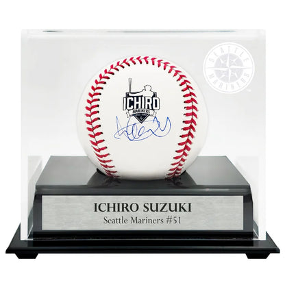 Ichiro Suzuki Autographed Official MLB Baseball Seattle Mariners Hall of Fame Logo Display Case IS Holo Authenticated