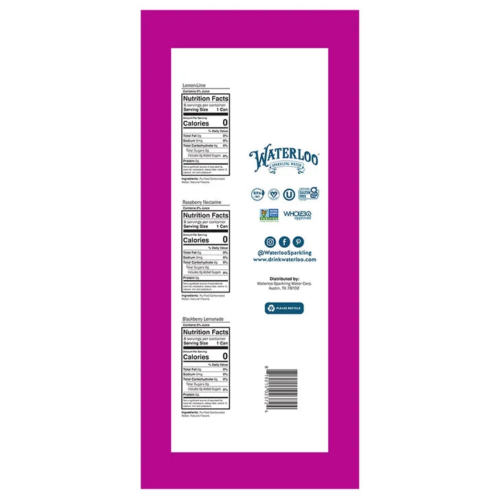 Waterloo Sparkling Water, Variety Pack, 12 fl oz, 24-count