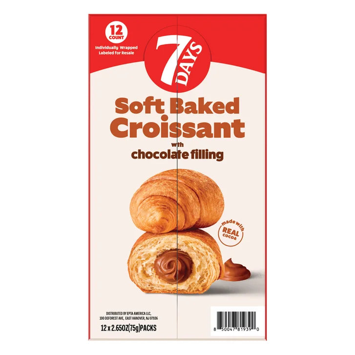 7Days Soft Baked Croissant, Chocolate Filling, 2.65 oz, 12-count