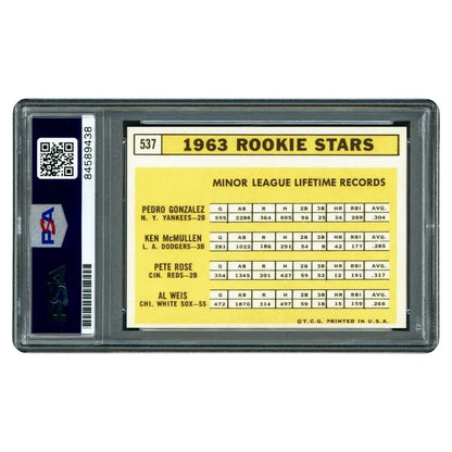 Pete Rose Autographed 1963 Topps Rookie Reprint Card #537 Cincinnati Reds - PSA/DNA Authenticated