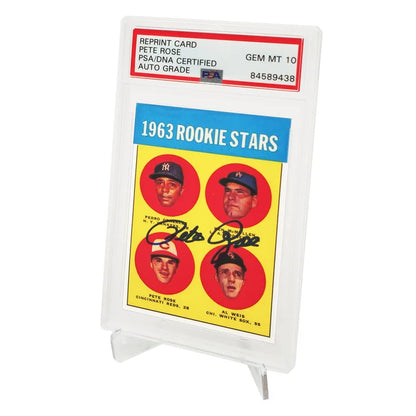 Pete Rose Autographed 1963 Topps Rookie Reprint Card #537 Cincinnati Reds - PSA/DNA Authenticated