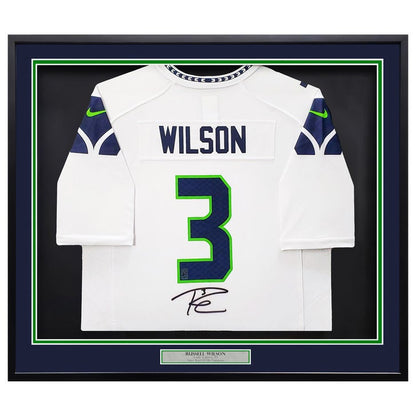 Russell Wilson Autographed Framed White Nike Seattle Seahawks Jersey - MCS Authenticated