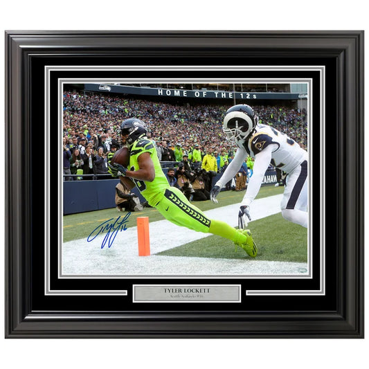 Tyler Lockett Autographed Framed 16” x 20” Photo Seattle Seahawks - MCS Authenticated