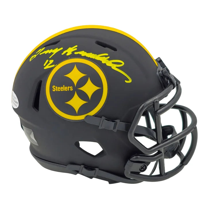 Terry Bradshaw Autographed Pittsburgh Steelers Eclipse Black Mini Speed Helmet - Beckett Authenticated