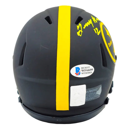 Terry Bradshaw Autographed Pittsburgh Steelers Eclipse Black Mini Speed Helmet - Beckett Authenticated