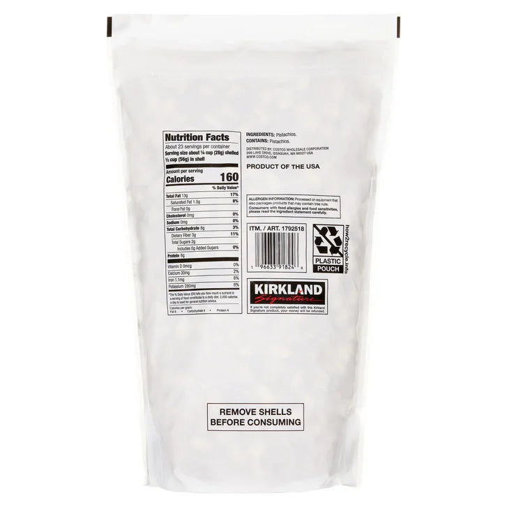 Kirkland Signature In-shell Pistachios, Unsalted, 3 lbs