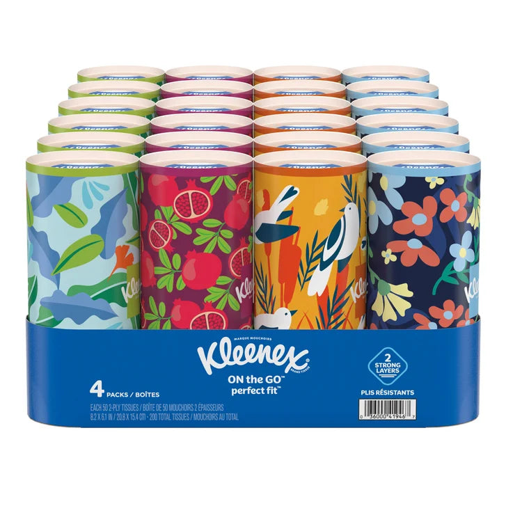Kleenex On the Go Perfect Fit Facial Tissue, 2-Ply, 50-count, 24-pack