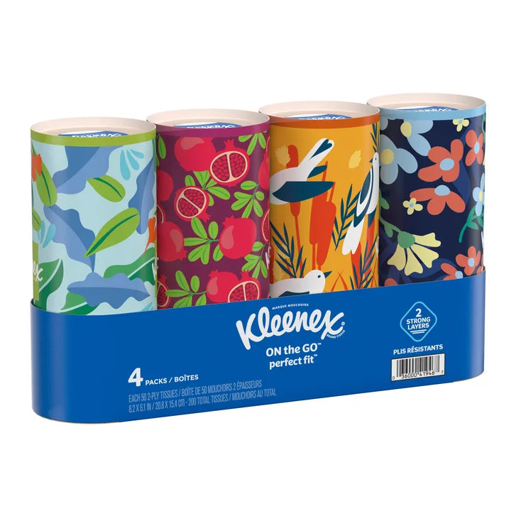 Kleenex On the Go Perfect Fit Facial Tissue, 2-Ply, 50-count, 24-pack